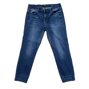 Judy Blue Women’s Angie Mid Rise Relaxed Fit Crop Jeans 13/31 Dark Wash Stretch